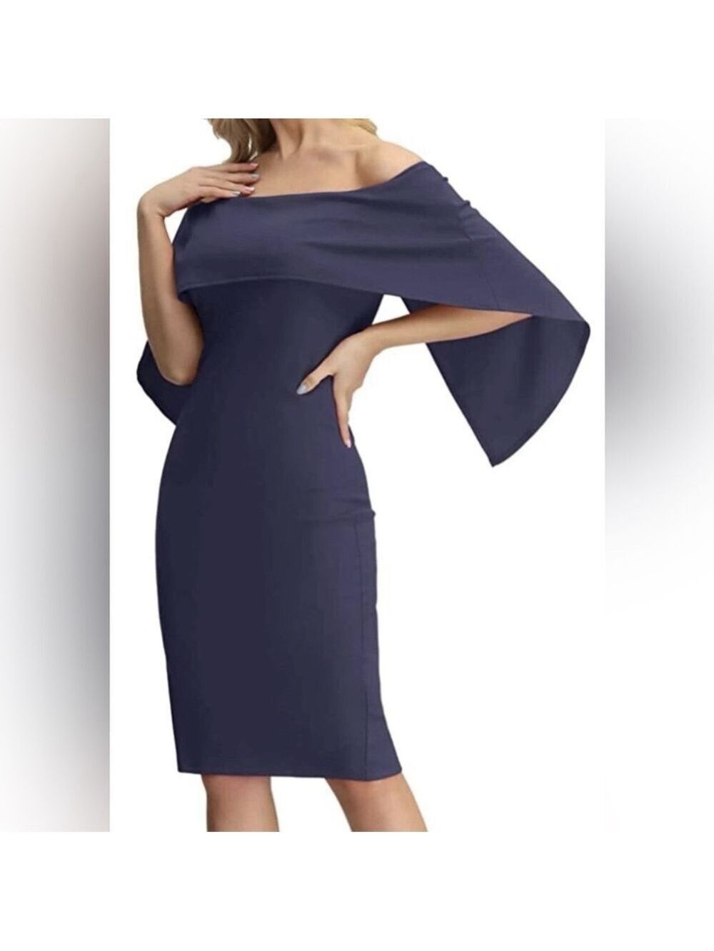 GRACE KARIN Black Off Shoulder Stretch Cocktail Party Midi Dress Size XL NWT
